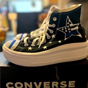 NWOT Custom Converse Chuck Taylor All-Star Move Black Platform 8.5